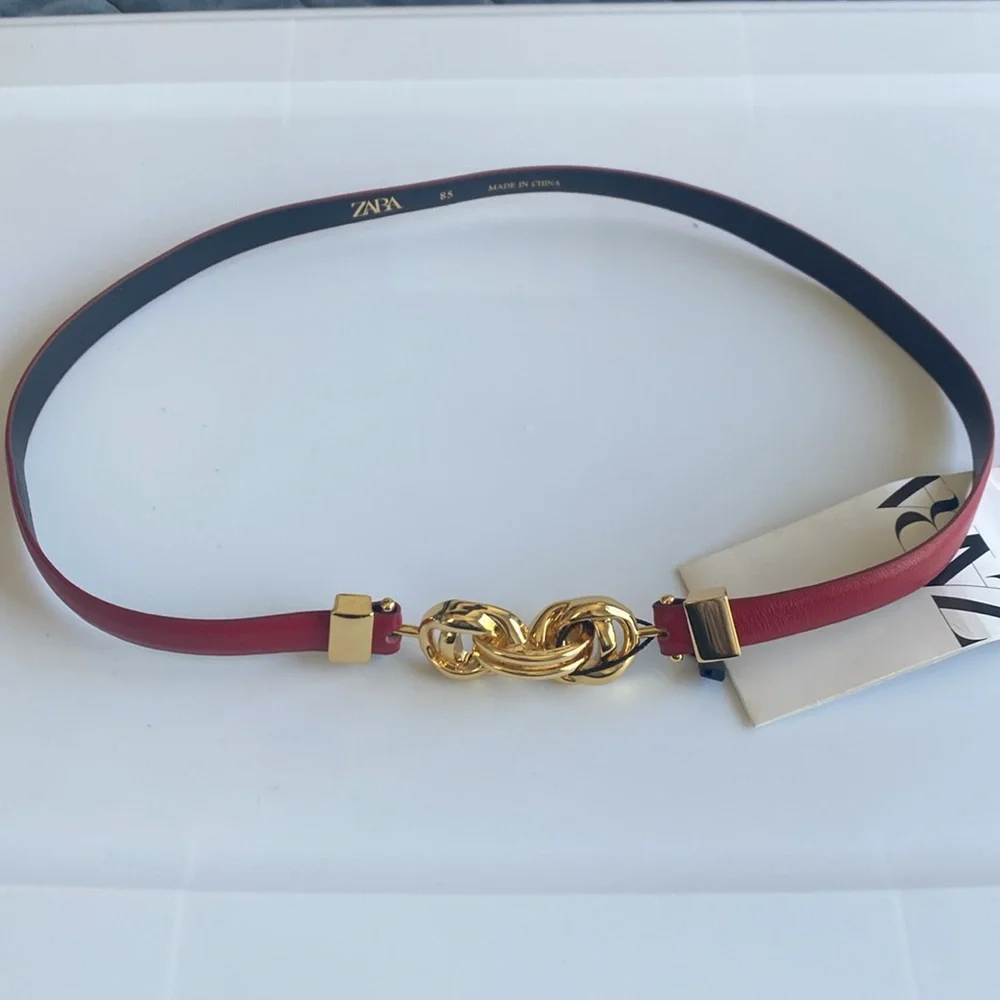 NWT Zara Red Leather Belt